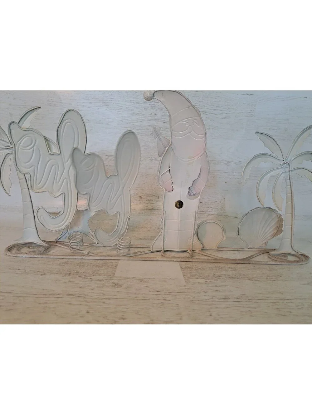 Santa Ho Ho Freestanding Palm Tree Tropical Costal Beach Christmas Holiday